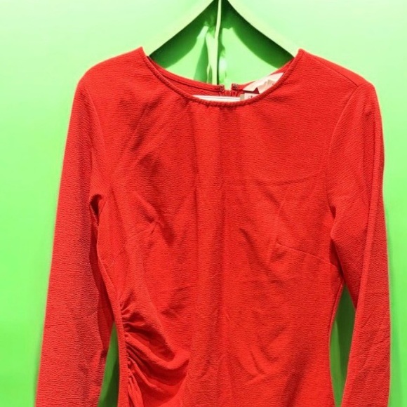 NEW H&M Elegant Red Long Sleeve Dress MEDIUM pit to pit 17in length 35in - Picture 5 of 6